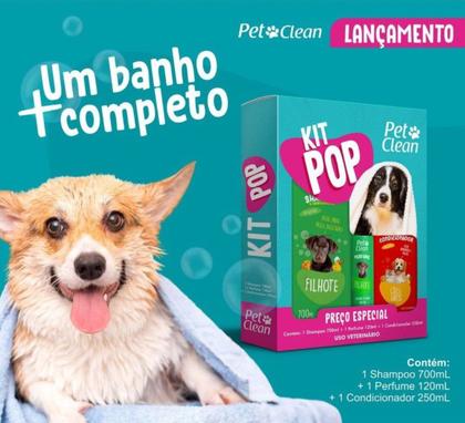 Imagem de Kit POP PetClean Shampoo Condicionador e Perfume Pet Cães Gato Cachorro Banho e Tosa