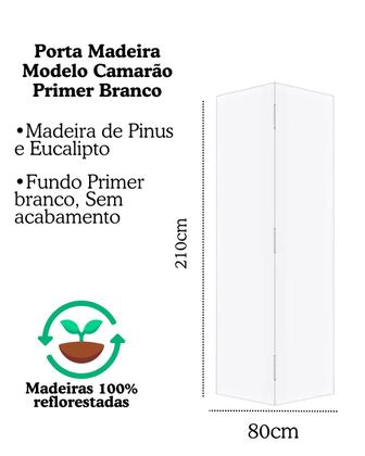 Imagem de Kit Porta Camarão 0,80x2,10m Primer Branco + Kit Basic Camarão Preto
