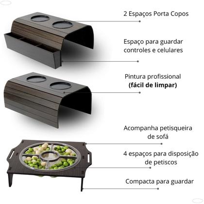 Imagem de Kit Porta Copos E Controle De Sofá + Petisqueira Envio Rápido