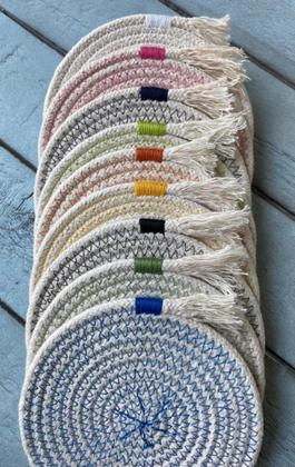 Imagem de Kit Porta Copos em corda de algodão com costura colorida