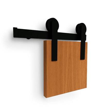 Imagem de Kit Porta de Correr Completa AD01 120x210cm em Madeira Maciça Tauari com Trilho Preto