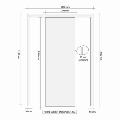 Imagem de Kit Porta de Correr Madeira Lisa 210x70x3,5cm Laca Moldufama