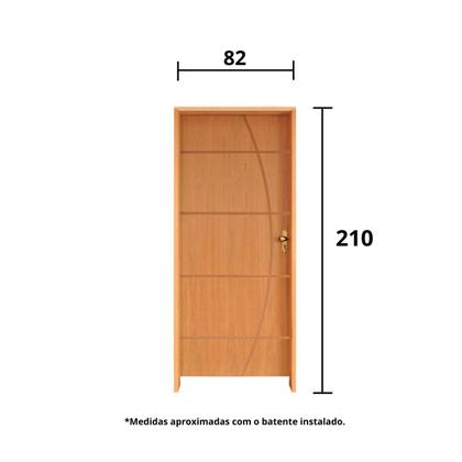 Imagem de Kit Porta de Madeira 210x82cm Batente 14cm Fechadura Golf Belissima 5 Rodam