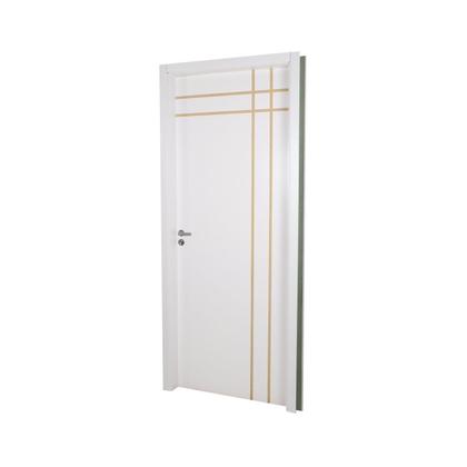 Imagem de Kit Porta de Madeira Decorada 215x64cm com Batente de MDF Ultra 12cm Mantiqueira MGM Branco