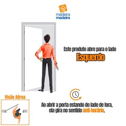 Imagem de Kit Porta de Madeira Decorada 215x75cm com Batente de Aço 6cm Cantareira MGM Abertura Esquerda Marrom/Mogno