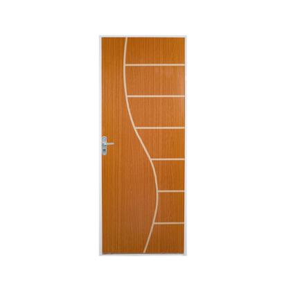 Imagem de Kit Porta de Madeira Decorada 215x75cm com Batente de Aço 6cm Cantareira MGM Abertura Esquerda Marrom/Mogno