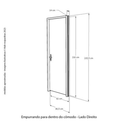 Imagem de Kit Porta de Madeira Frisada 210x82cm Batente 14cm Fechadura Manual Rodam Portas