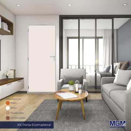 Imagem de Kit Porta de Madeira Lisa 212x65cm com Batente de Alumínio 3,6cm Ecomadeiral Mgm