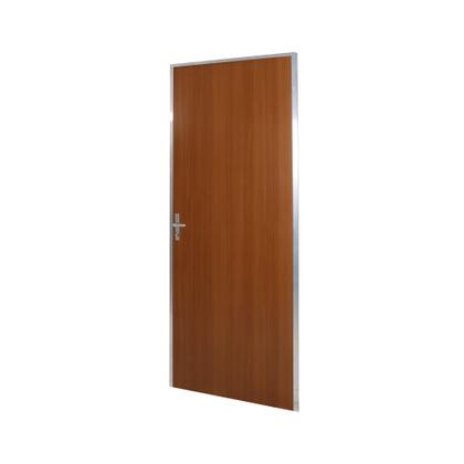 Imagem de Kit Porta de Madeira Lisa 212x85cm com Batente de Alumínio 3,6cm Ecomadeiral MGM Abertura Esquerda Marrom/Mogno