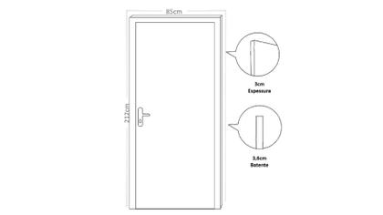 Imagem de Kit Porta de Madeira Lisa 212x85cm com Batente de Alumínio 3,6cm Ecomadeiral Mgm