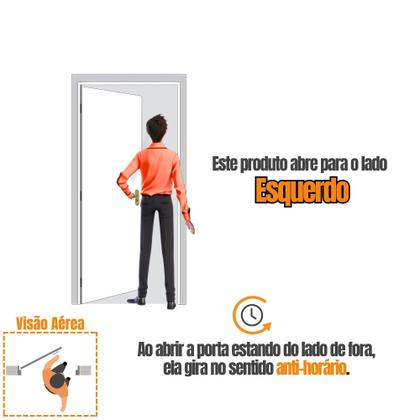 Imagem de Kit Porta de Madeira Lisa 215x64cm com Batente de MDF Ultra 10cm Melamínica MGM Abertura Esquerda Marrom/Mogno