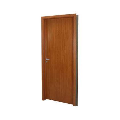 Imagem de Kit Porta de Madeira Lisa 215x64cm com Batente de MDF Ultra 10cm Melamínica MGM Abertura Esquerda Marrom/Mogno
