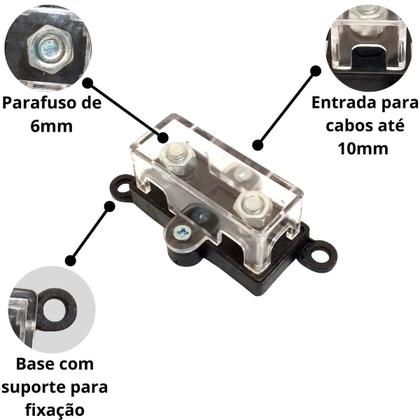 Imagem de Kit Porta Fusível Caixa Acrílico Midi Mais Fusível Mini Faca Anl Ouro Permak Som Automotivo Módulo Proteção Bateria