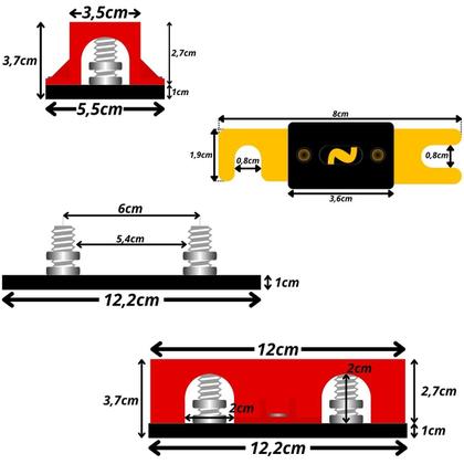 Imagem de Kit porta fusivel + fusível faca grande anl 100a para som automotivo barramento 3 vias com tampa