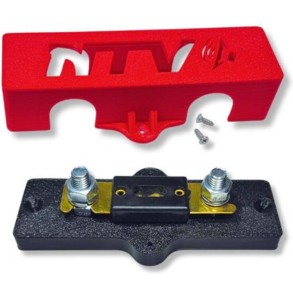 Imagem de Kit porta fusivel + fusível faca grande anl 200a para som automotivo barramento 3 vias com tampa