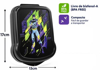 Imagem de Kit Porta Lanche Copo Shakeira 320ml Batman Escola Infantil