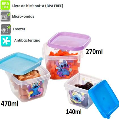 Imagem de Kit Porta Lanche Infantil Disney Stitch Passeio Escola