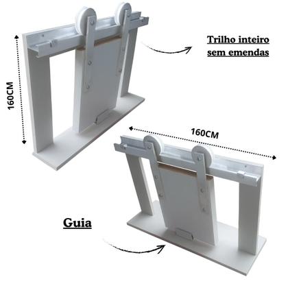 Imagem de Kit Porta Madeira 0,80x2,10m Primer + Trilho Correr 1,60m Escovado + Brinde - 319900130 + KTL-160E