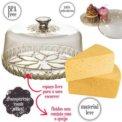Imagem de Kit porta manteiga e queijeira de plástico Cristal âmbar Plasutil