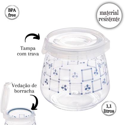 Imagem de Kit porta mantimentos 1,1 litros e 1,9 litros azul Flip Plasutil