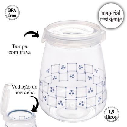 Imagem de Kit porta mantimentos 700ml, 1,1 litros e 1,9 litros azul Flip Plasutil