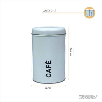 Imagem de Kit Porta Mantimentos Café Açucar Lata Metal Organizadora