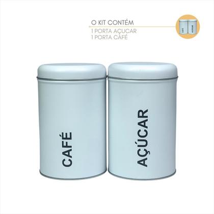 Imagem de Kit Porta Mantimentos Café Açucar Lata Metal Organizadora