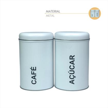 Imagem de Kit Porta Mantimentos Café Açucar Lata Metal Organizadora