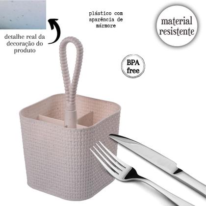 Imagem de Kit porta pão com migalheira, porta torradas/biscoitos, porta frios e porta talheres c/ Alça Tear Plasutil