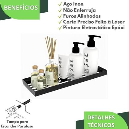 Imagem de Kit Porta Sabonete e Shampoo Parede Para Banheiro Preto Plus