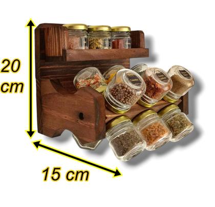 Imagem de Kit Porta Temperos de Parede Giratório Mini 15 Potes Vidro