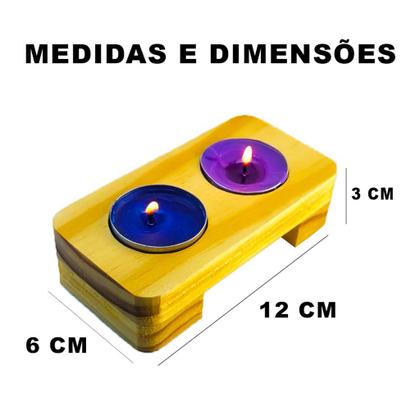 Imagem de Kit Porta Velas Formato Duplo Suspenso Rechaud - Suporte Madeira Maciça  - Incensário - Decoração - Castiçal - Buda - Suporte - Durável