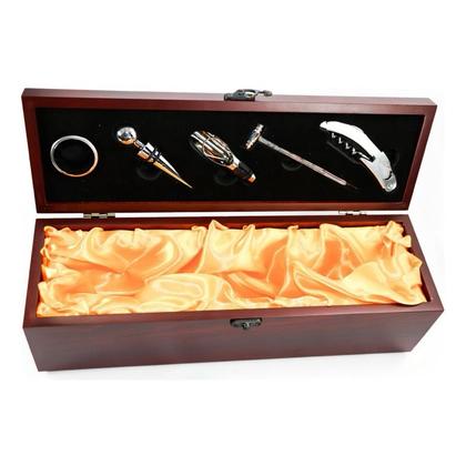 Imagem de Kit porta vinho caixa de madeira c/ 5 peças