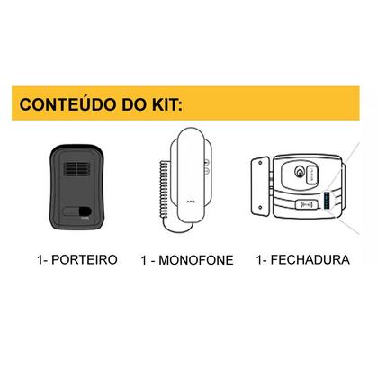 Imagem de Kit Porteiro Coletivo 6 Pontos + Interfone + Fechadura E Tag