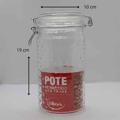 Imagem de Kit Pote de Vidro c/3 Hermetico com Trava p/ Mantimento