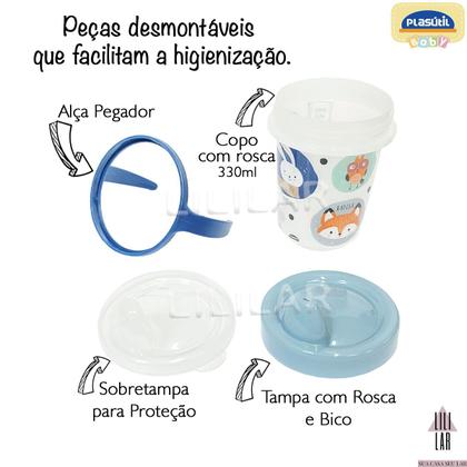 Imagem de Kit Pote Papinha com Colher e Copo Caneca Trio Tampa Alça
