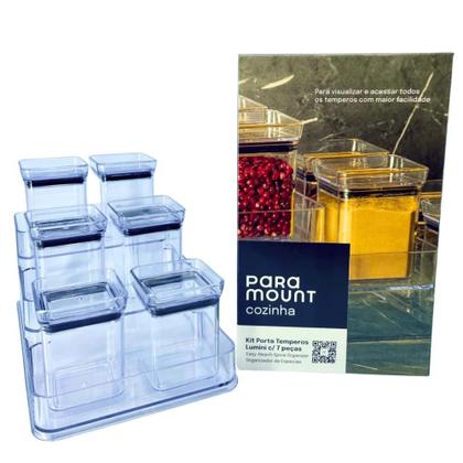 Imagem de Kit Pote Porta Tempero Hermético c/ 7 peças Lumini Paramou