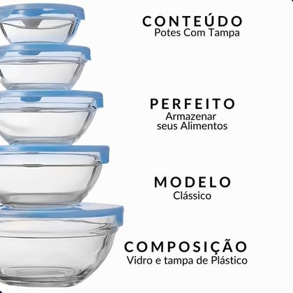 Imagem de Kit Potes com Tampa Colorida 5 Peças  Organização e Praticidade na Cozinha