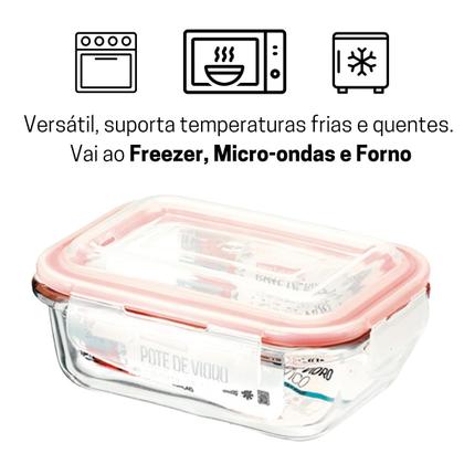 Imagem de Kit Potes De Vidro Herméticos 3 Peças Retangular 1050ml