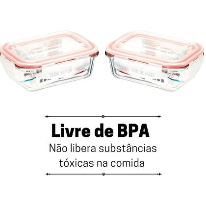 Imagem de Kit Potes De Vidro Herméticos 3 Peças Retangular 1050ml