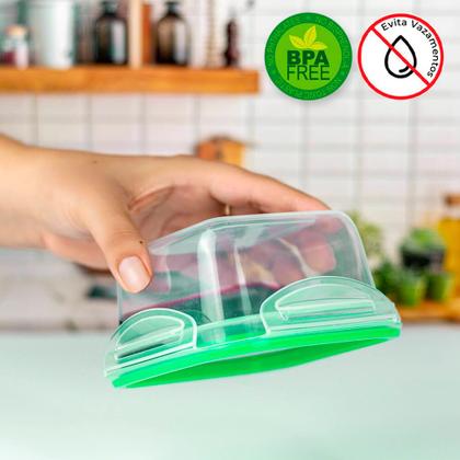 Imagem de Kit Potes Herméticos de Plástico com Travas para Alimentos 1L 3 peças Verde - Tritec