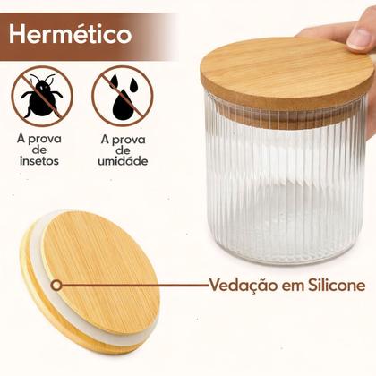 Imagem de Kit Potes Herméticos Vidro Canelado redondo Cantinho Do Café 700ml