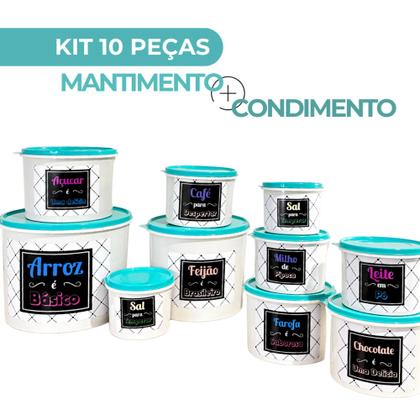Imagem de Kit Potes Mantimentos Linha premium jogo com 10 Peças plástico