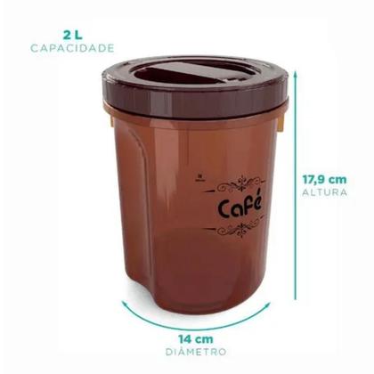 Imagem de Kit Potes Para Café E Açúcar De Plástico 2l Com Tampa Rosca