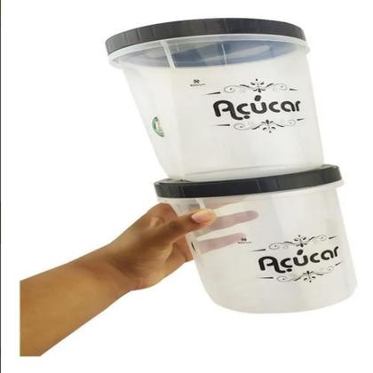 Imagem de Kit Potes Para Café E Açúcar De Plástico 2l Com Tampa Rosca