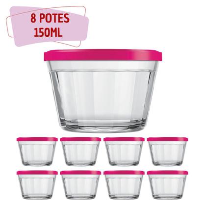 Imagem de Kit Potes Pequeno Americano Tampa Cor Sortida 150ml -  8Un