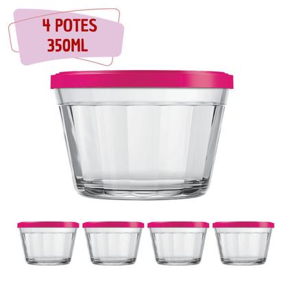 Imagem de Kit Potes Pequeno Americano Tampa Cor Sortida 350ml -  4Un