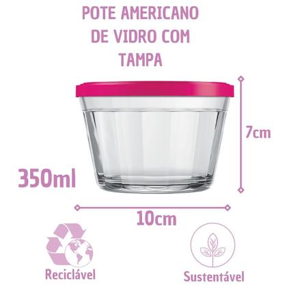 Imagem de Kit Potes Pequeno Americano Tampa Cor Sortida 350ml -  4Un