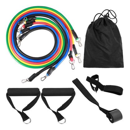 Imagem de Kit Power Tube Elástico Extensor 11 Itens Treino Funcional