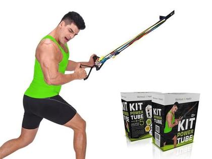 Imagem de Kit Power Tube Elástico Extensor 11 Itens Treino Funcional